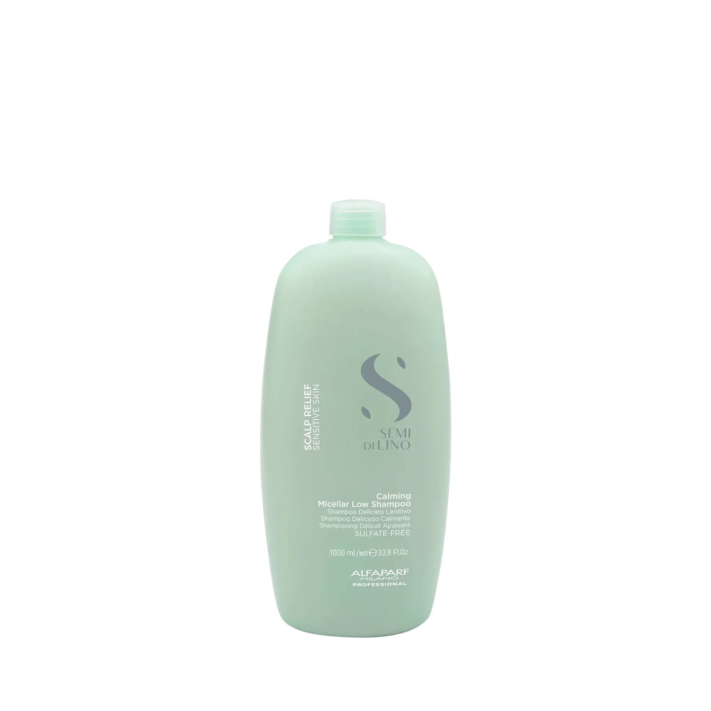 Large bottle of Semi Di Lino Scalp Relief Calming Micellar Low Shampoo for sensitive skin