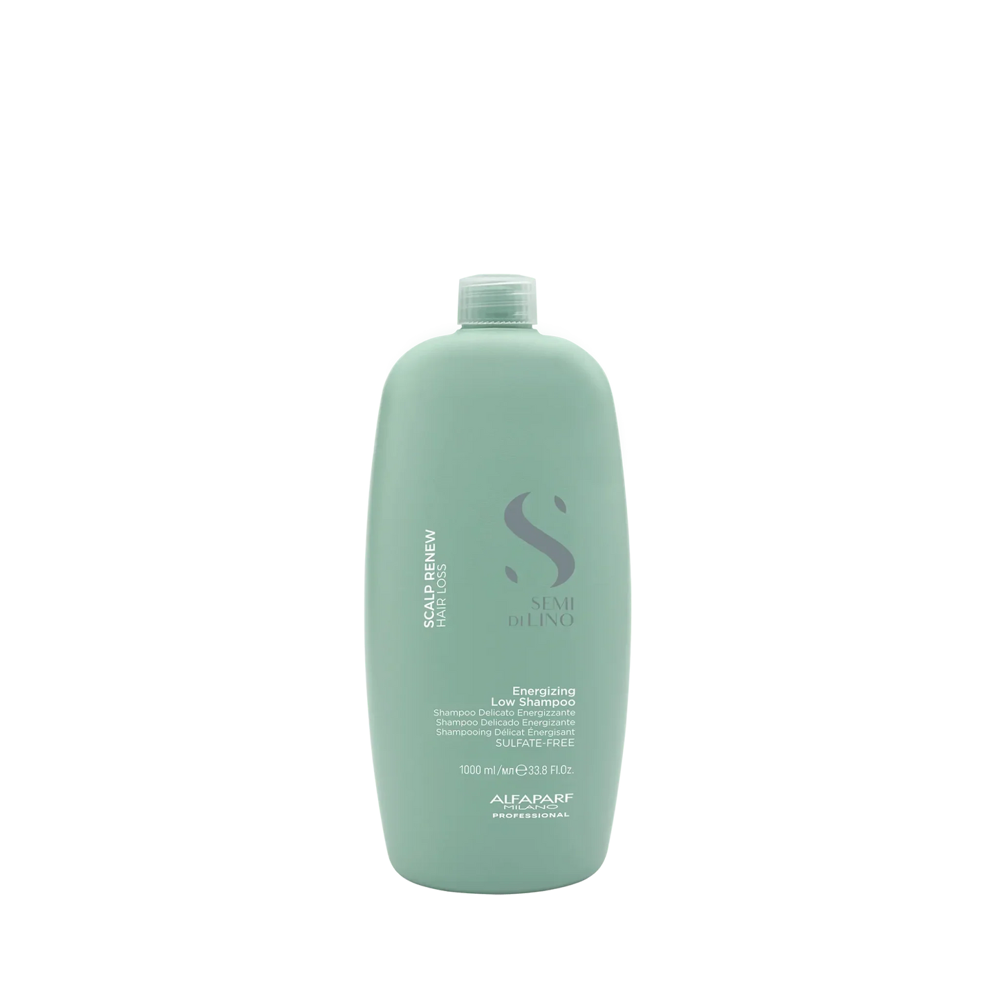 Alfaparf Semi Di Lino Scalp Renew Energizing Low Shampoo 1L green bottle, sulfate free