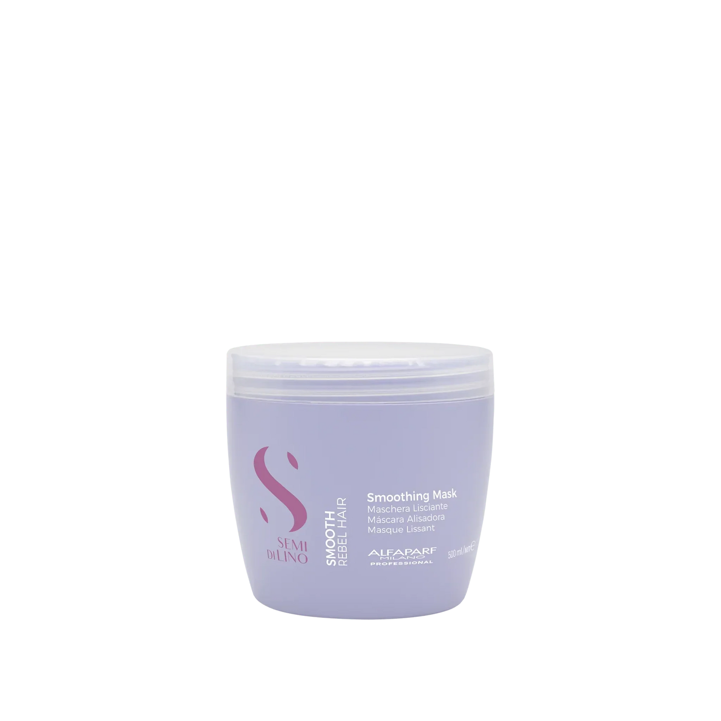 Alfaparf Semi Di Lino Smooth Rebel Hair Smoothing Mask 500ml jar on white background